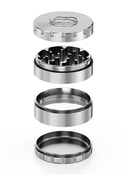 GRANNYS Weed Edelstahl Mühle/Grinder Polinator, 4-part, ø 63mm, silber — Vorschaubild