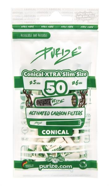 PURIZE® Conical XTRA Slim Size Aktivkohlefilter, ø 5mm, 50er Packung von PURIZE — online kaufen bei Only Bubatz