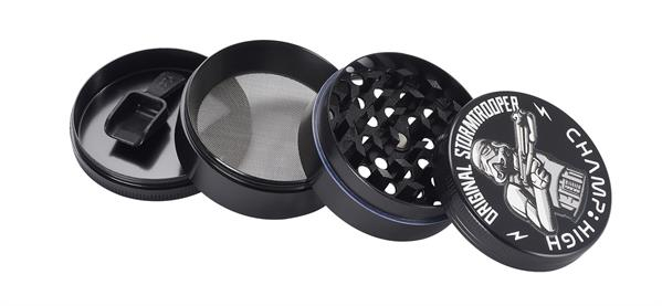 CNC Aluminium Mühle/Grinder, 4-part, ø 50mm, schwarz "Stormtrooper 3D" — Vorschaubild