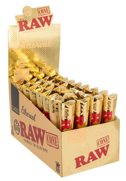 RAW Classic Ethereal (Gold) King Size Papercones 32 packs x 3 Cones (1 Box) von RAW — online kaufen bei Only Bubatz