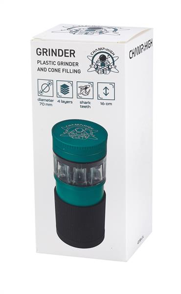 Champ High Kunststoff Grinder & Cone Filler, ø7,2cm, H 16,5cm, schwarz-grün — Vorschaubild