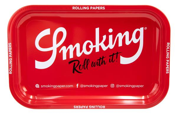 SMOKING Dreh-Tablett - Rolling Tray "SMOKING - Roll with it", rot von Smoking — online kaufen bei Only Bubatz