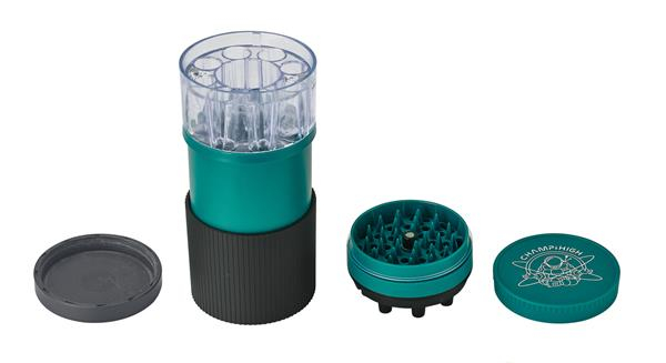 Champ High Kunststoff Grinder & Cone Filler, ø7,2cm, H 16,5cm, schwarz-grün — Vorschaubild