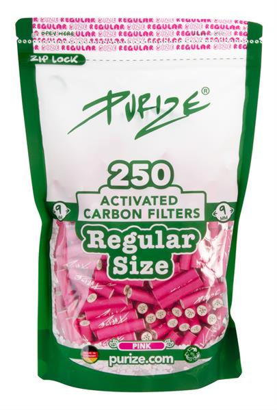 PURIZE Aktivkohlefilter, Regular PINK, ø 9mm, 250er Packung von PURIZE — online kaufen bei Only Bubatz