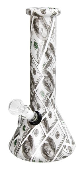 Glas-Bong Beaker Kolbenbong, ca. 25cm, "Dollar" — online kaufen bei Only Bubatz