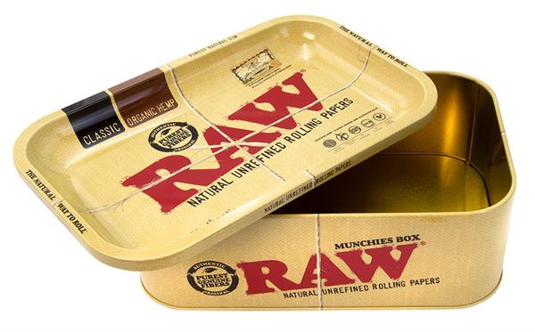 RAW Munchies Tin Metall Aufbewahrungsdose und Drehtablett, ca. 27,5x17,5x9cm von RAW — online kaufen bei Only Bubatz