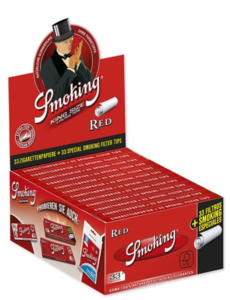 Smoking RED King Size Papier + Filtertips (1 Box) von Smoking — online kaufen bei Only Bubatz