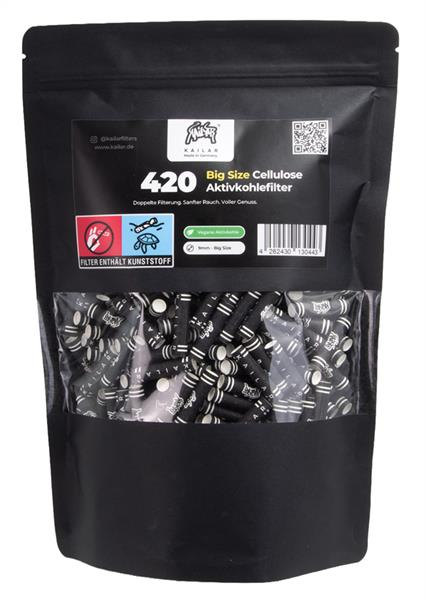 Kailar Cellulose Aktivkohle-Filter Big Size ø 9mm, 420 Tips/Beutel, schwarz von Kailar — online kaufen bei Only Bubatz
