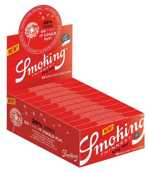 Smoking RED THINNEST King Size Papier + Filtertips (1 Box) von Smoking — online kaufen bei Only Bubatz