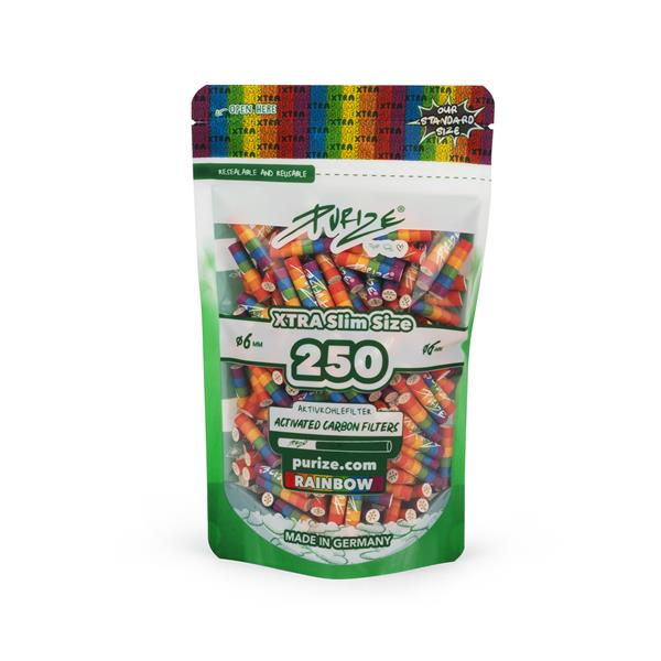 PURIZE Aktivkohlefilter, XTRA Slim Rainbow Edition, ø 5,9mm, 250er Packung von PURIZE — online kaufen bei Only Bubatz