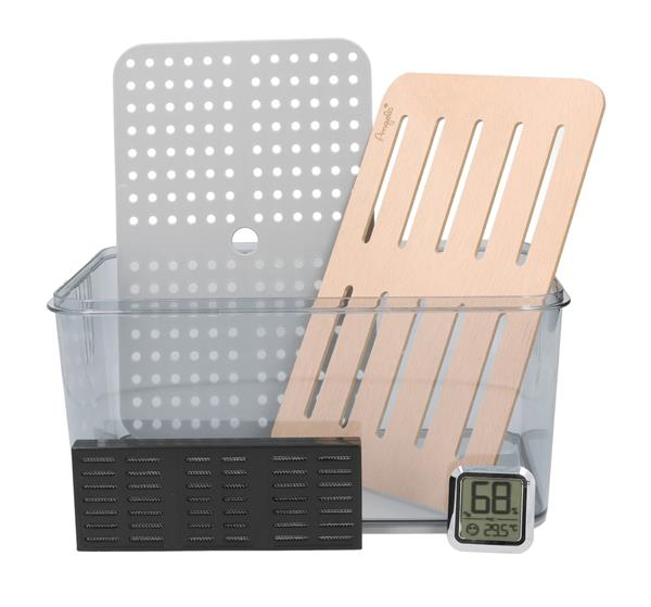 Kunststoff Humidor Clickbox, 32x22x16cm, inkl. Hygrometer, grau/transparent — Vorschaubild