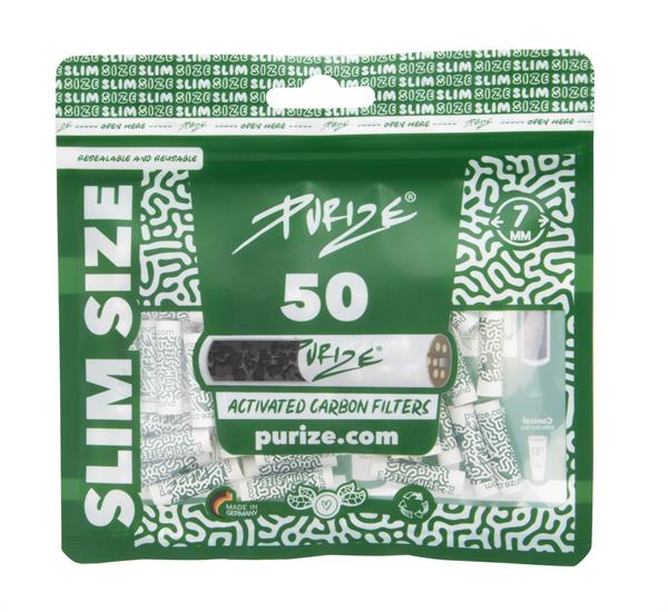 PURIZE® Slim Size Aktivkohlefilter, ø 7mm, 50er Packung von PURIZE — online kaufen bei Only Bubatz