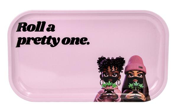Dreh-Tablett - Rolling Tray, S "Glossy Genetics - Roll a pretty one" von Glossy Genetics — online kaufen bei Only Bubatz