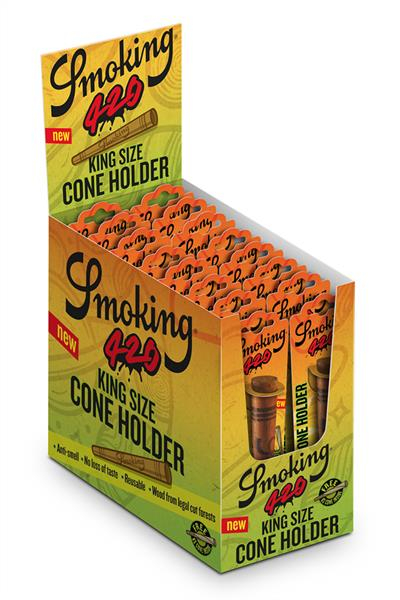 SMOKING Zigaretten/ Joint Hülle Wood Cone Holder "420", 16er Display — Vorschaubild